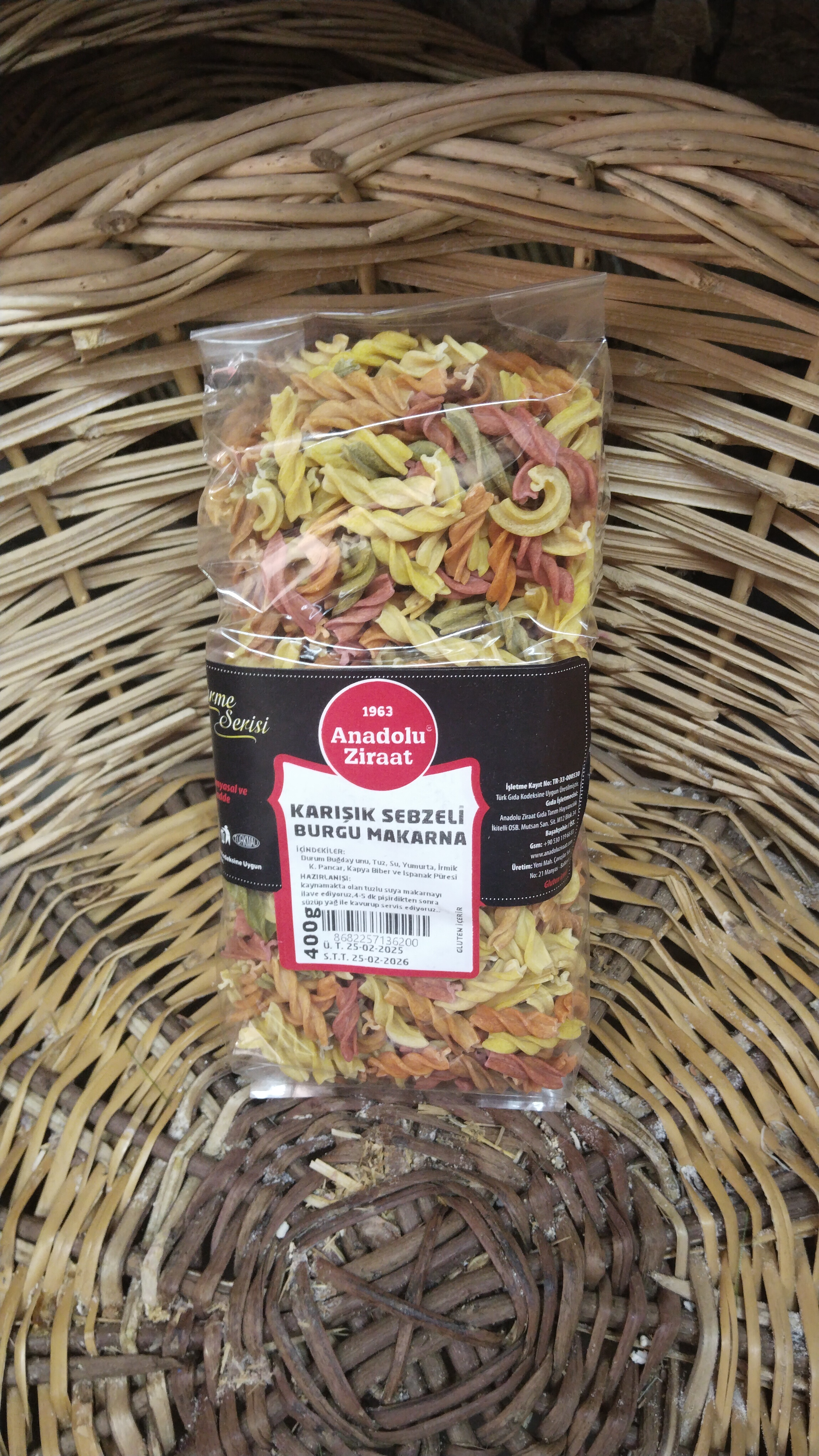 Anadolu Ziraat Karışık Sebzeli Burgu Makarna